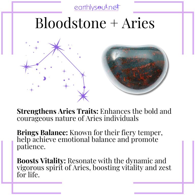 Image of bloodstone, an aries zodiac stone and march birthstone, known for strengthening aries traits, bringing emotional balance, and boosting vitality