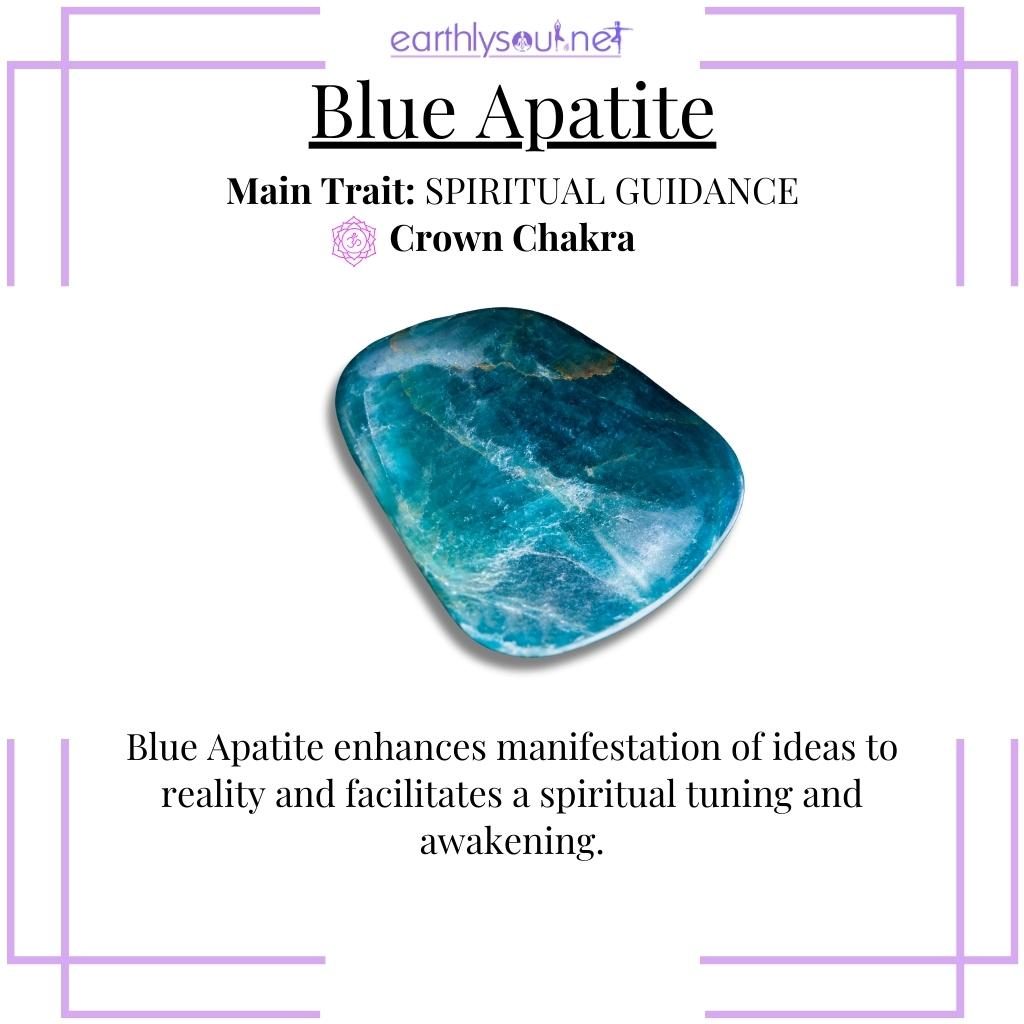Radiant blue apatite for spiritual attunement and manifestation of ideas