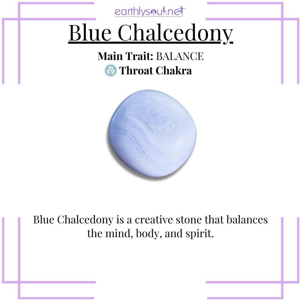 Translucent blue chalcedony for balance