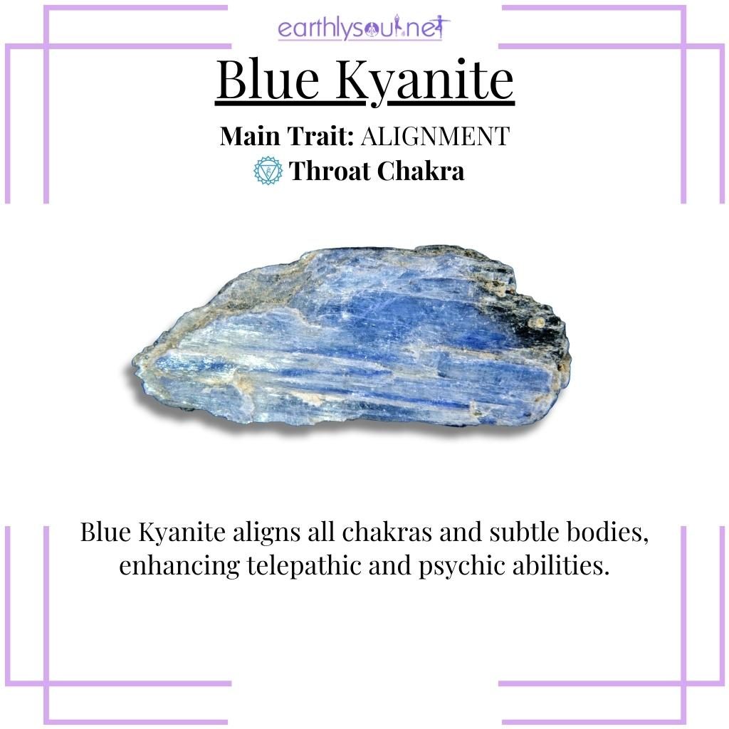 Shiny blue kyanite for chakra alignment
