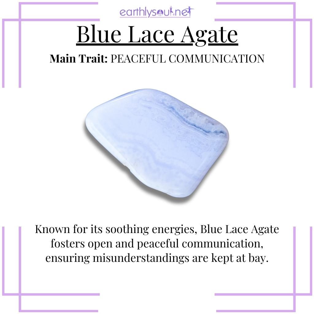 Delicate blue lace agate promoting peaceful conversations