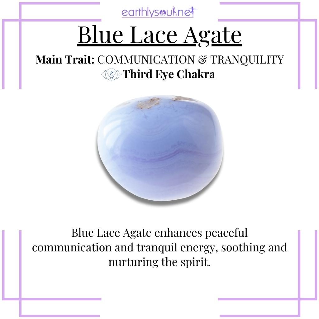 Delicate blue lace agate crystal for serene communication and tranquility