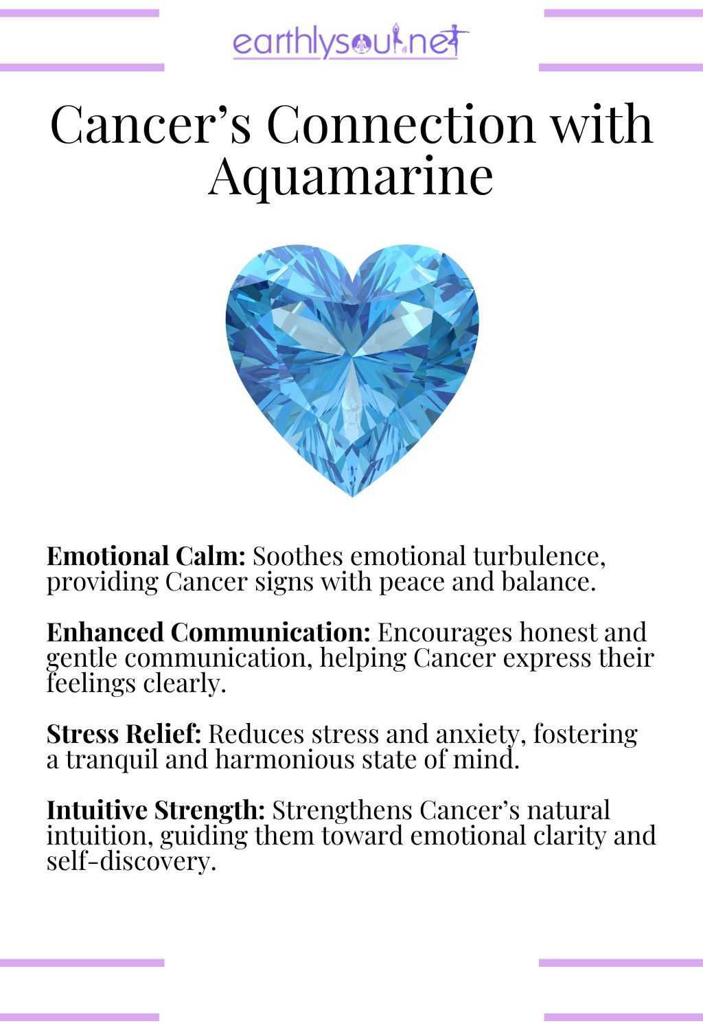 Aquamarine crystal, promoting emotional calm and enhancing communication, ideal for cancer zodiac signs.