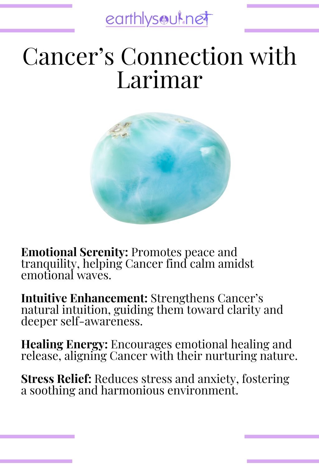 Larimar crystal, offering emotional serenity and intuitive enhancement, perfect for cancer zodiac signs.