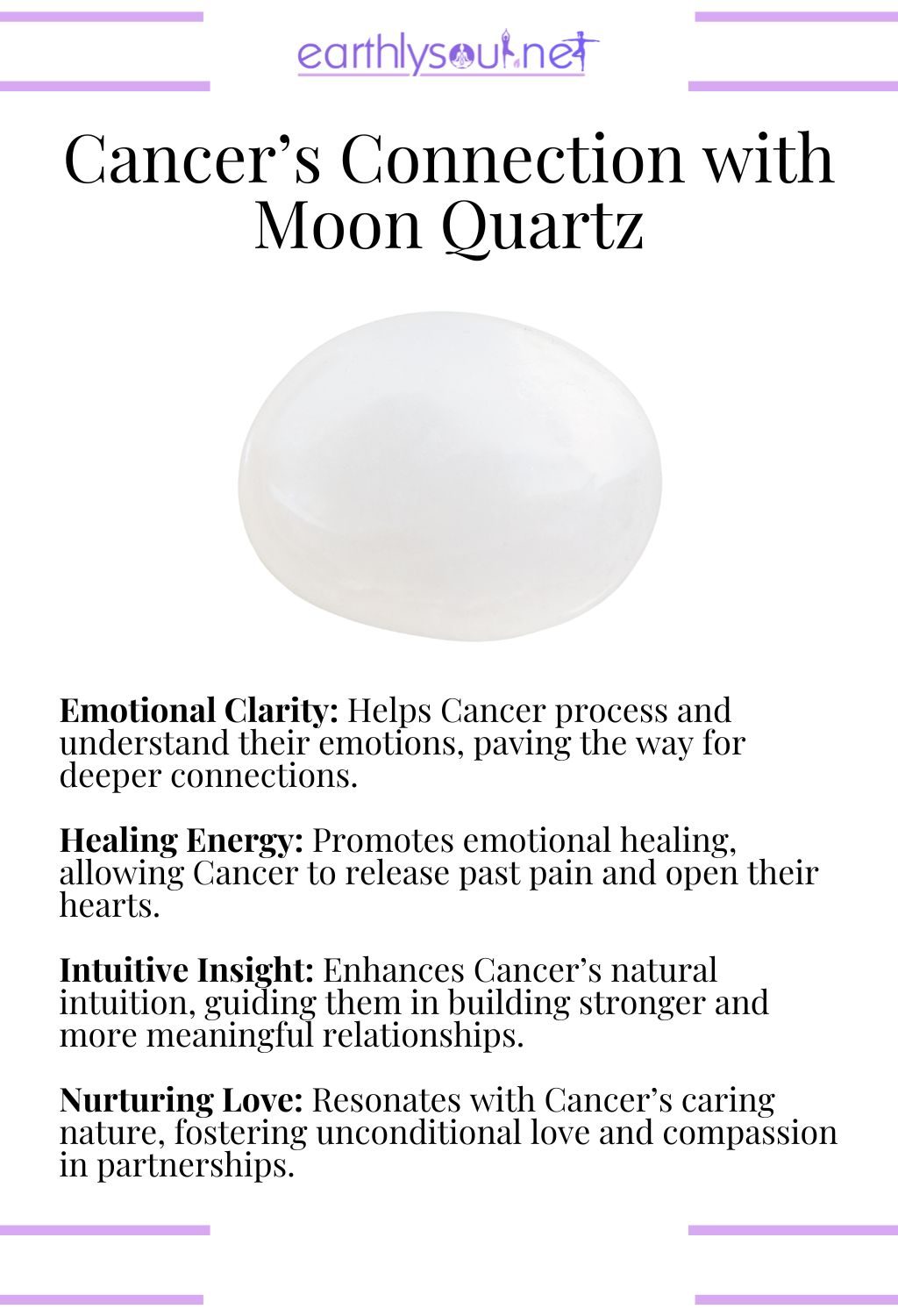 Moon quartz crystal, promoting emotional clarity and nurturing love, ideal for cancer zodiac signs.