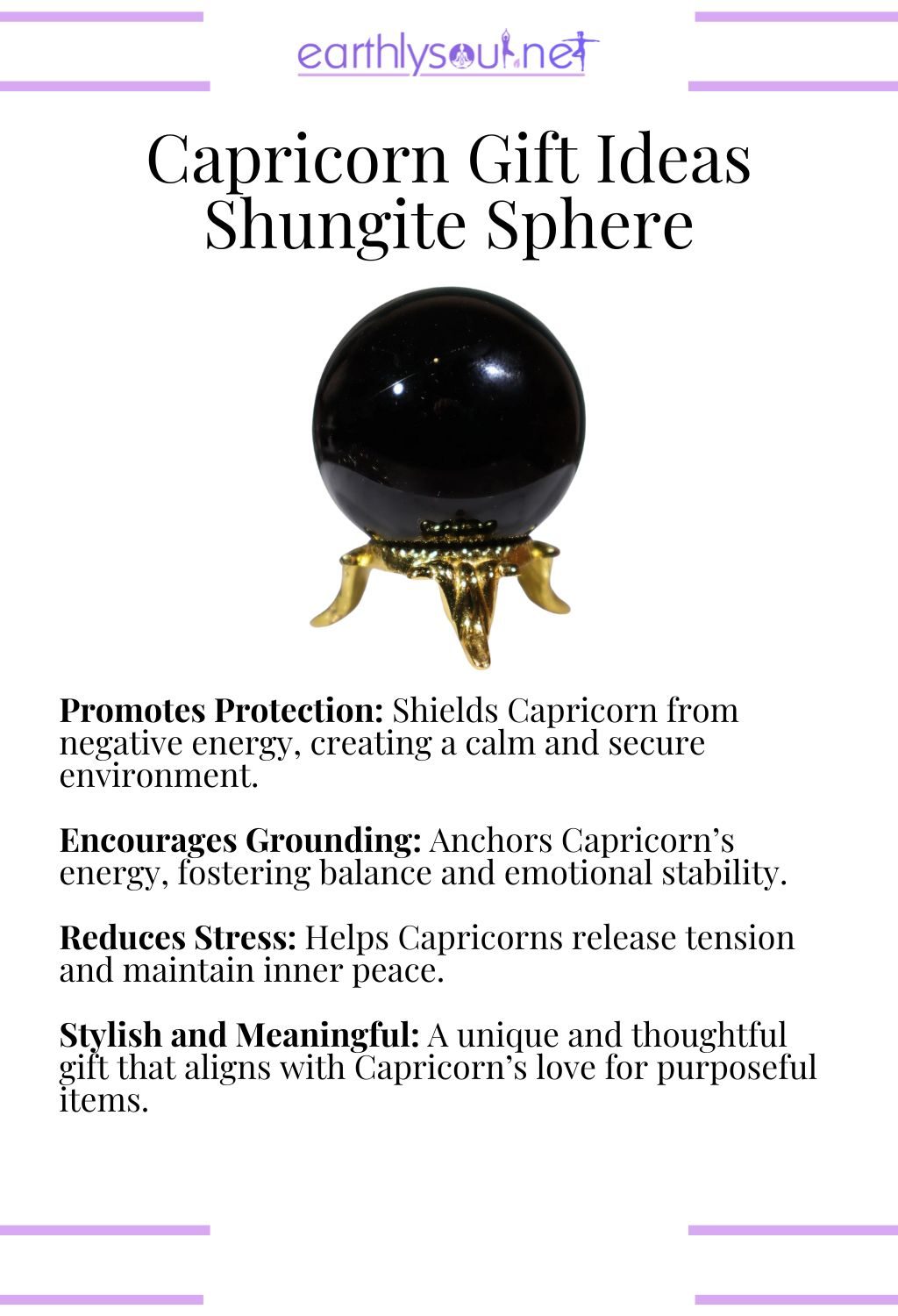 Shungite sphere, promoting protection and grounding, perfect as a gift for capricorn zodiac signs.