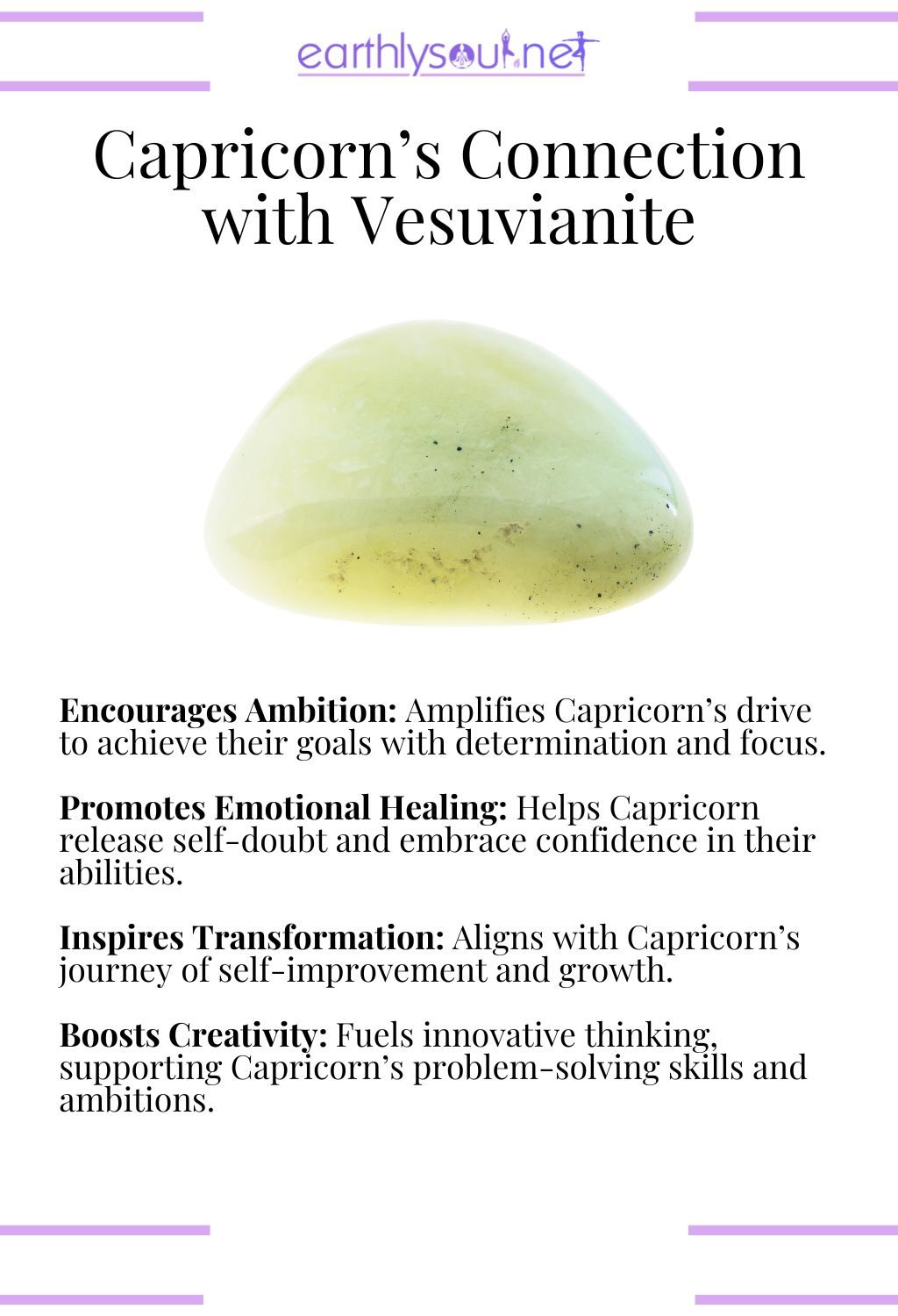 Vesuvianite crystal, encouraging ambition and inspiring transformation, perfect for capricorn zodiac signs.