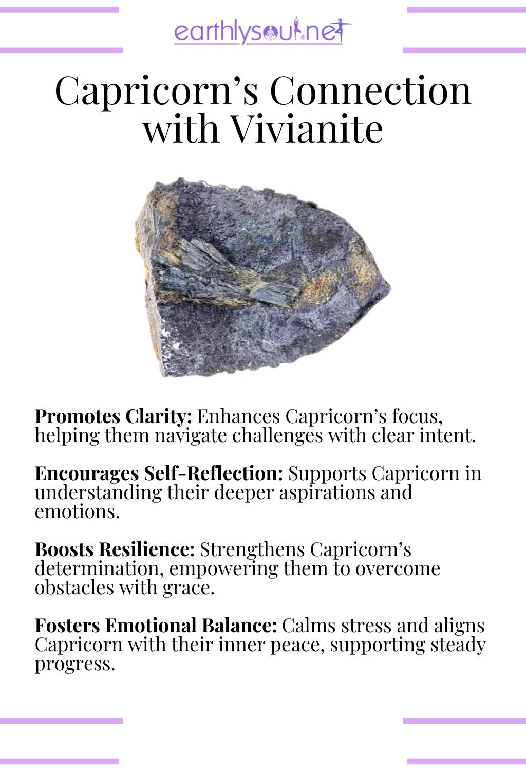 Vivianite crystal, promoting clarity and fostering resilience, ideal for capricorn zodiac signs.