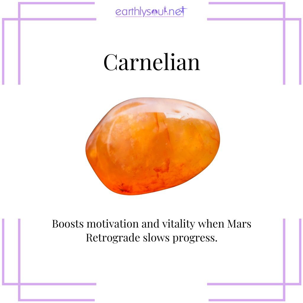 Carnelian crystal for energy and drive in mars retrograde