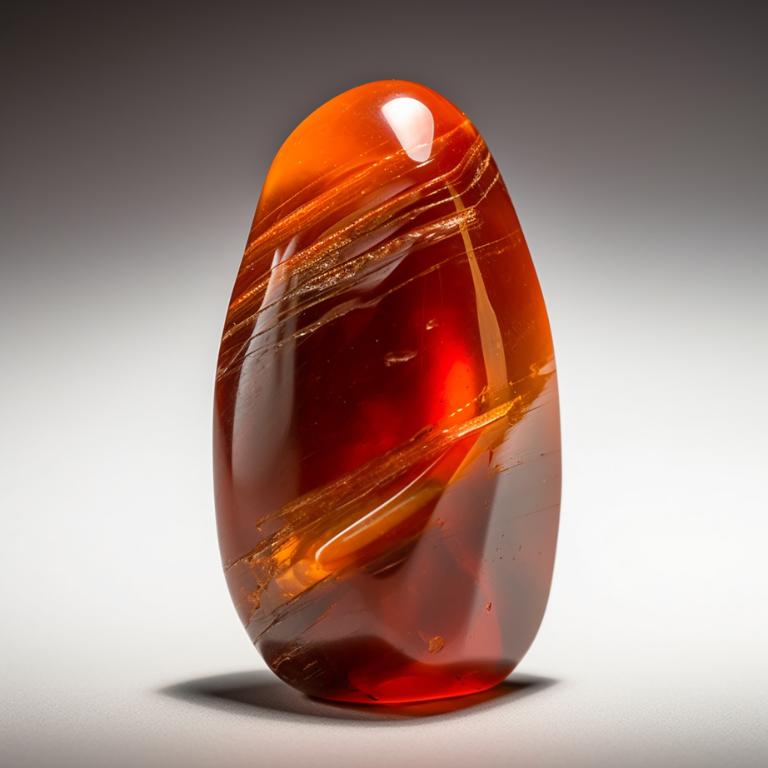 Photo of vertical thin carnelian crystal