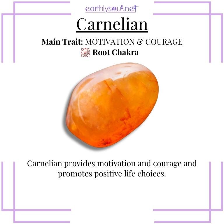 Orange red carnelian for motivation and courage
