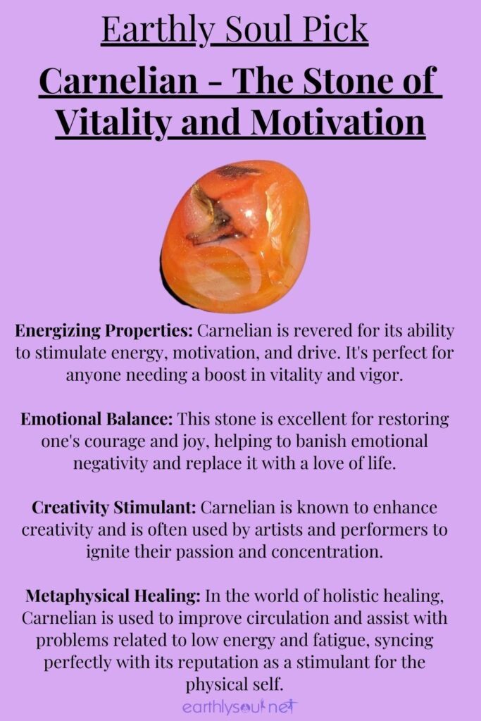 Vibrant orange carnelian, the beacon of energy and creativity