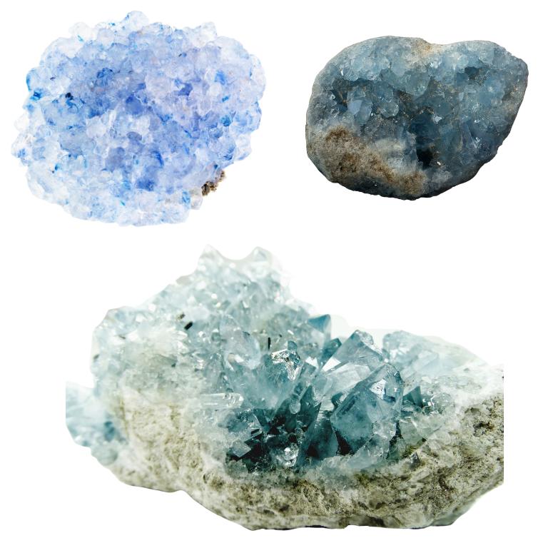 Celestite rough stone and blue geode