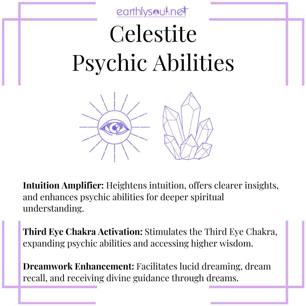 Celestite for amplifying intuition, activating the Third Eye Chakra, and enhancing dreamwork