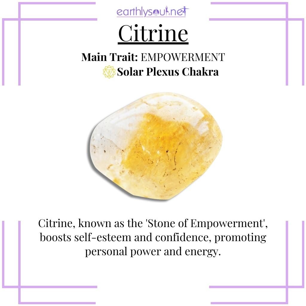 Bright yellow citrine for empowerment and self-worth