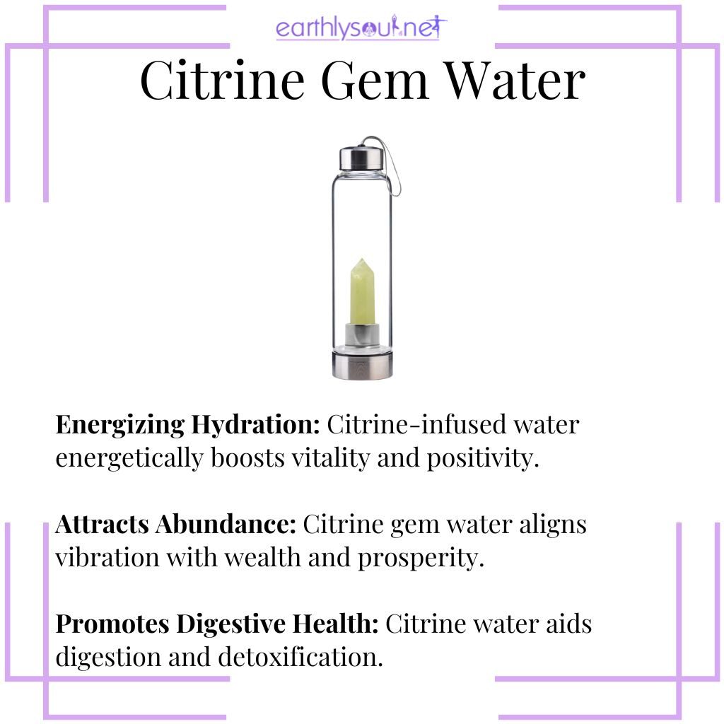 Citrine gem water for energizing hydration, attracting abundance, and promoting digestive health