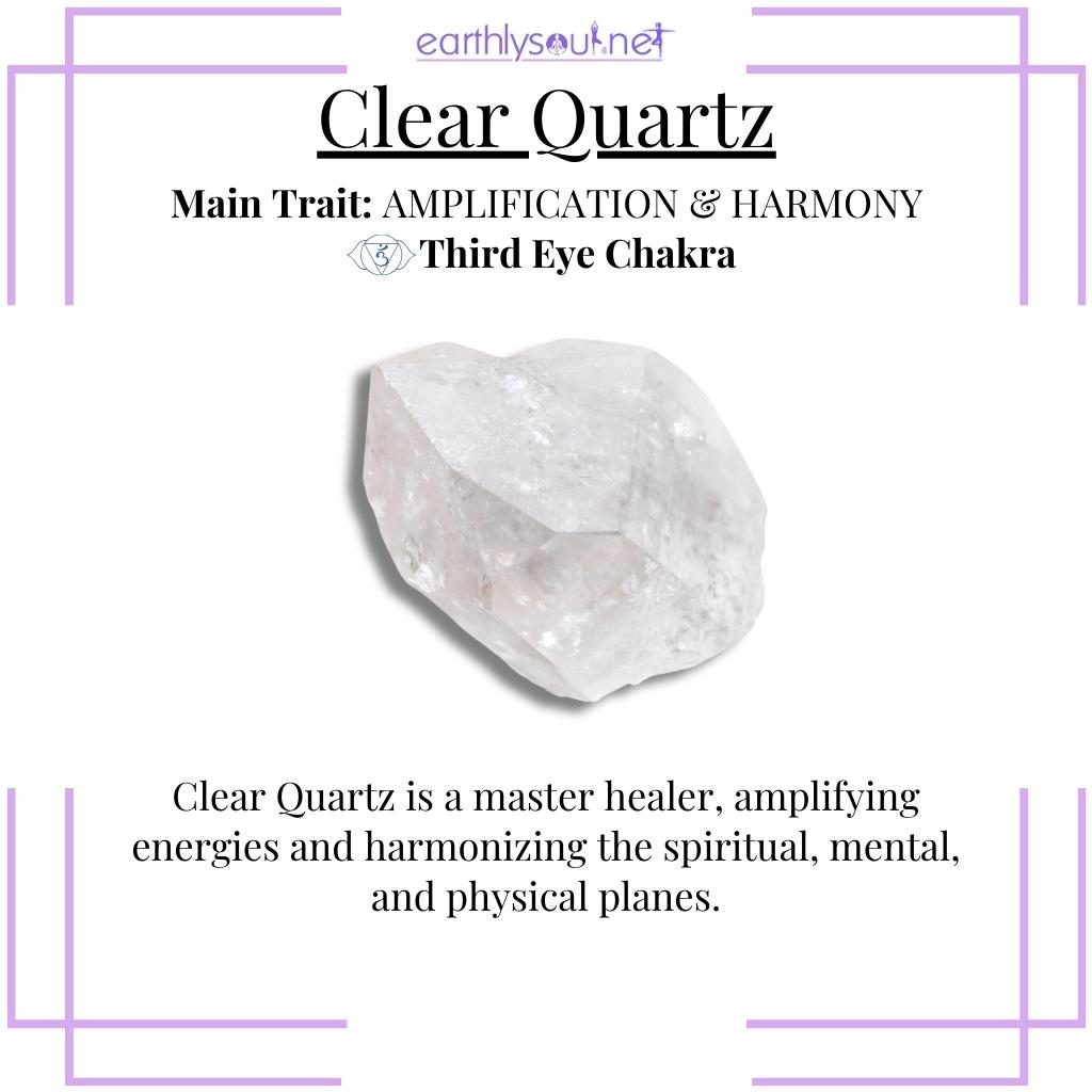 Pristine clear quartz crystal for energy amplification and spiritual harmony