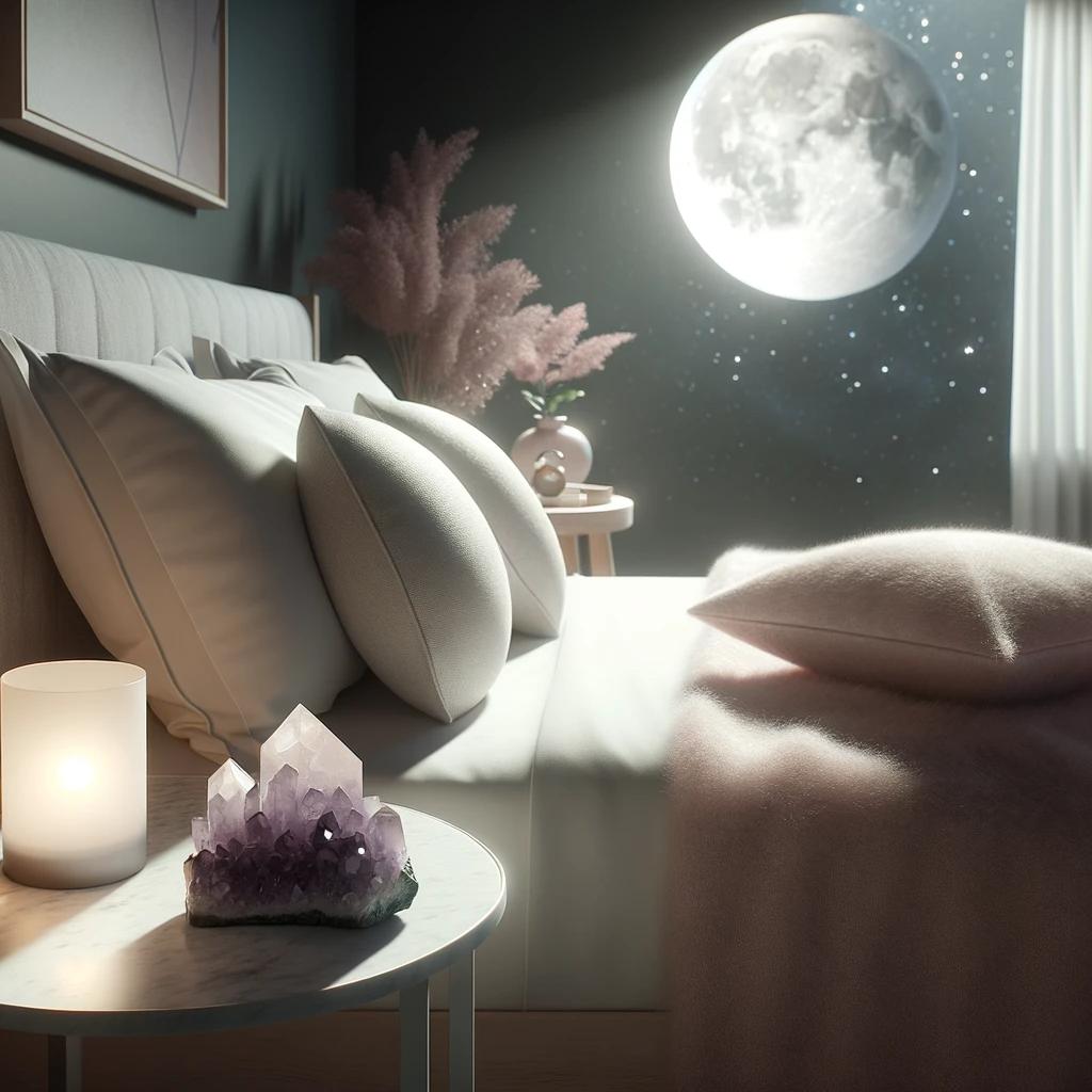 Digital art representing crystals in the bedroom