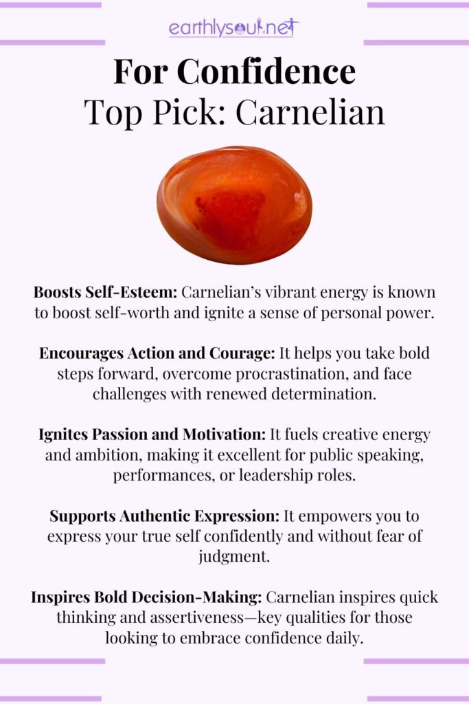 Carnelian, the bold and empowering stone that boosts confidence, courage, and self-expression.