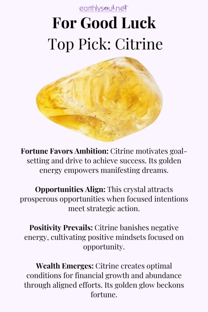 Top pick Citrine for good luck for attracting abundance, prosperity, and success