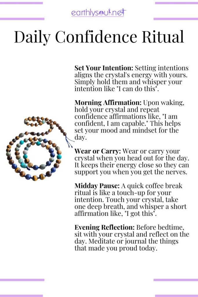 Daily confidence ritual with crystals and affirmations