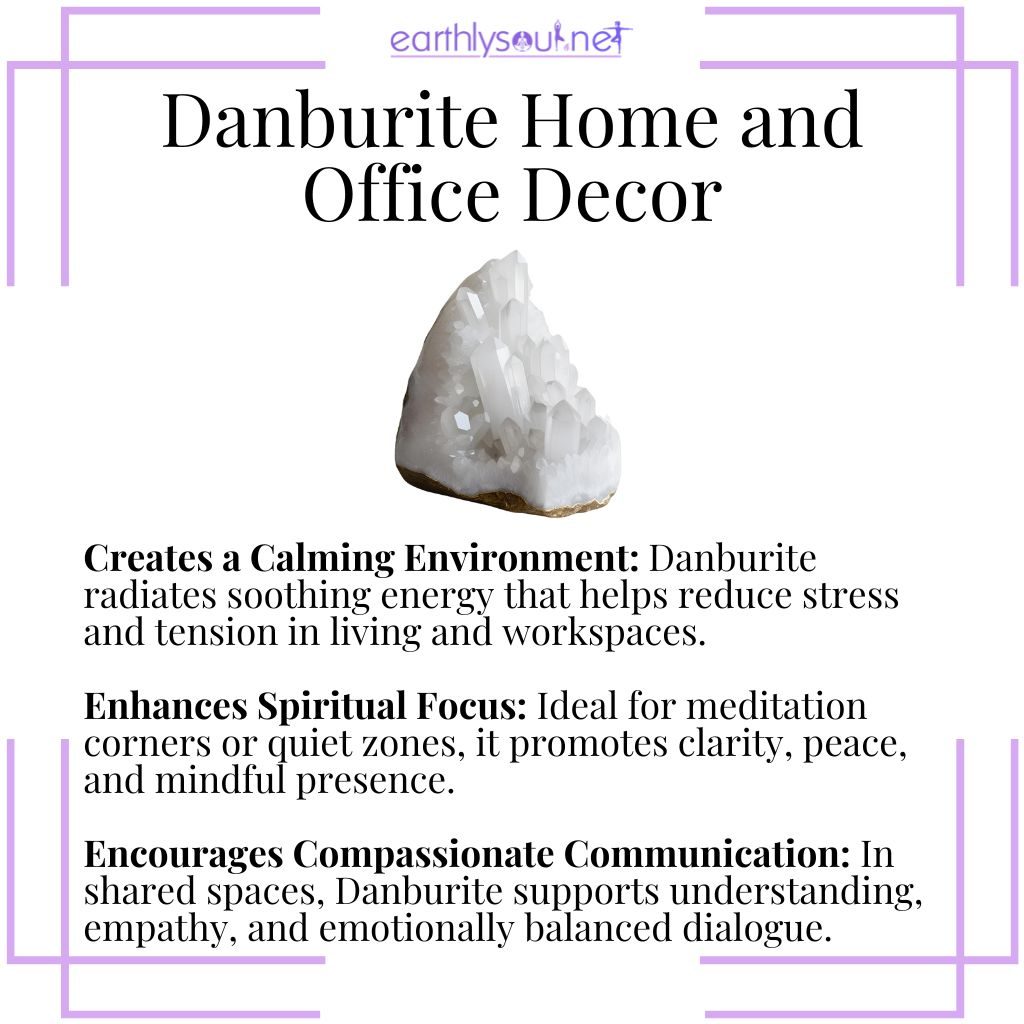 Danburite decor brings calm energy, spiritual clarity, and harmony to home and office spaces.