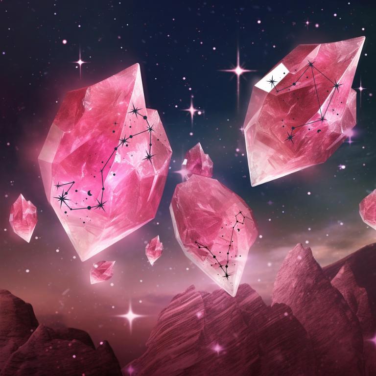 Digital pink tourmaline showcasing, scorpio, libra and pisces zodiac signs