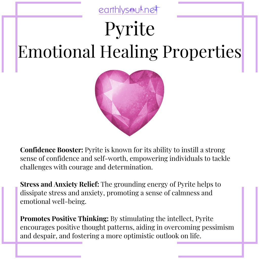 Pyrite for boosting confidence, relieving stress and anxiety, and promoting positive thinking