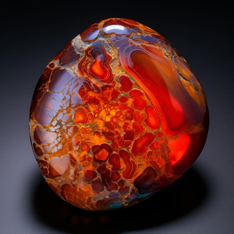 High-resolution product photo of a fire agate stone