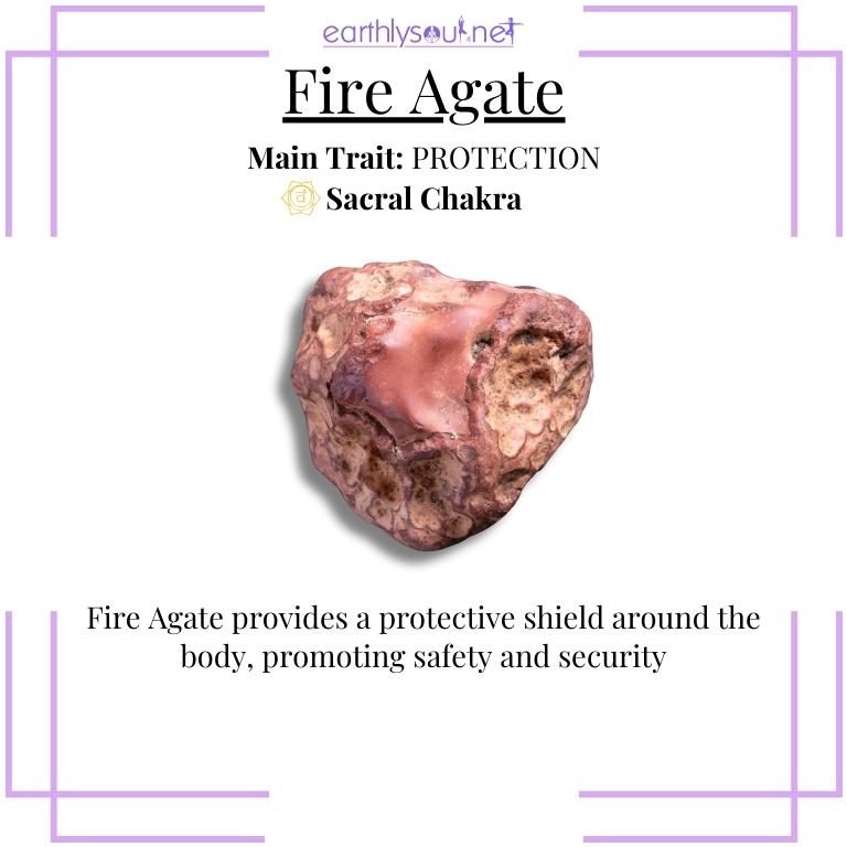 Bright fire agate crystal for protection