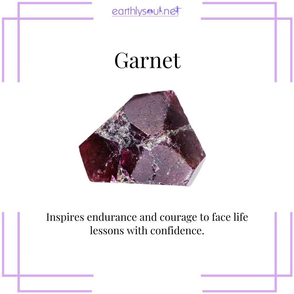 Garnet crystal for courage and resilience in saturn retrograde