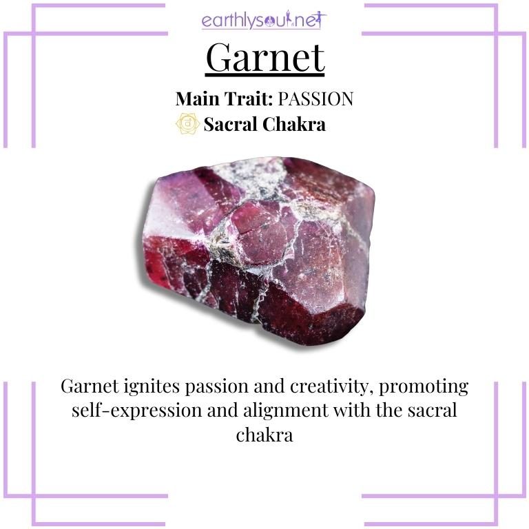 Deep red garnet crystal for passion
