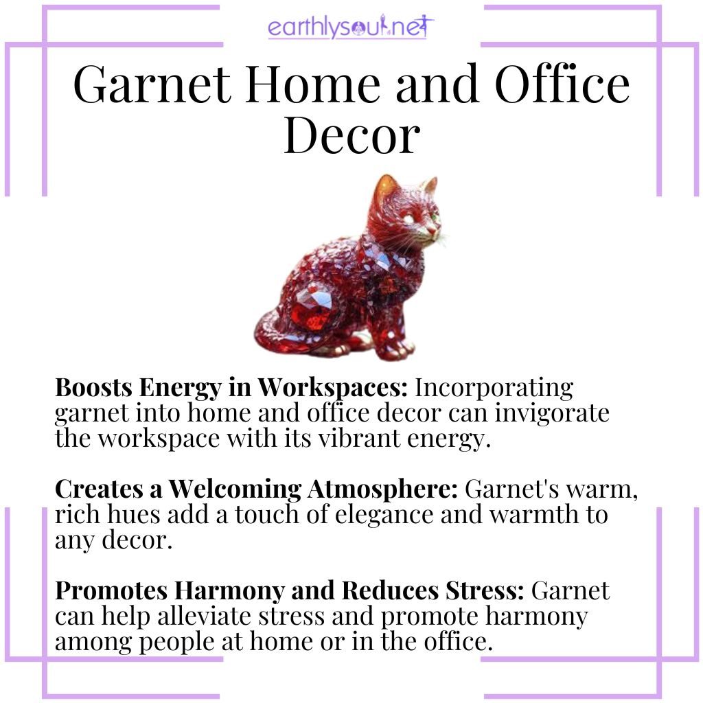 Garnet decor to boost workspace energy, create a welcoming atmosphere, and promote harmony.