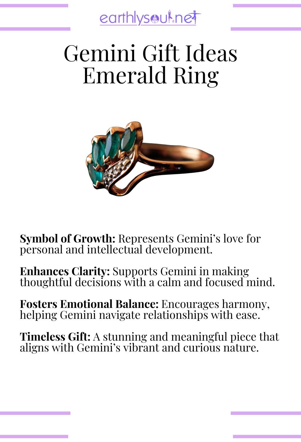 Emerald ring, symbolizing growth and promoting emotional balance, ideal as a gift for gemini zodiac signs.