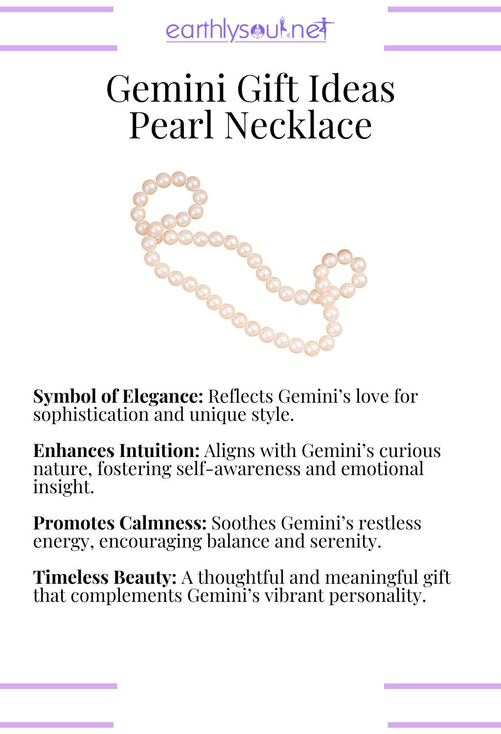 Pearl necklace, symbolizing elegance and promoting calmness, perfect as a gift for gemini zodiac signs.