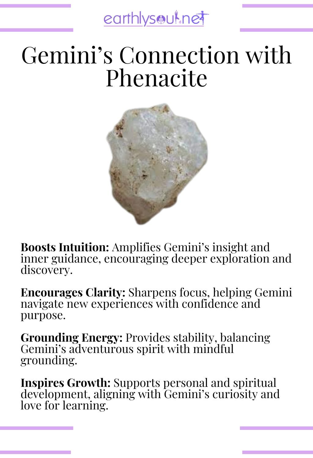 Phenacite crystal, boosting intuition and providing clarity, perfect for adventurous gemini zodiac signs.