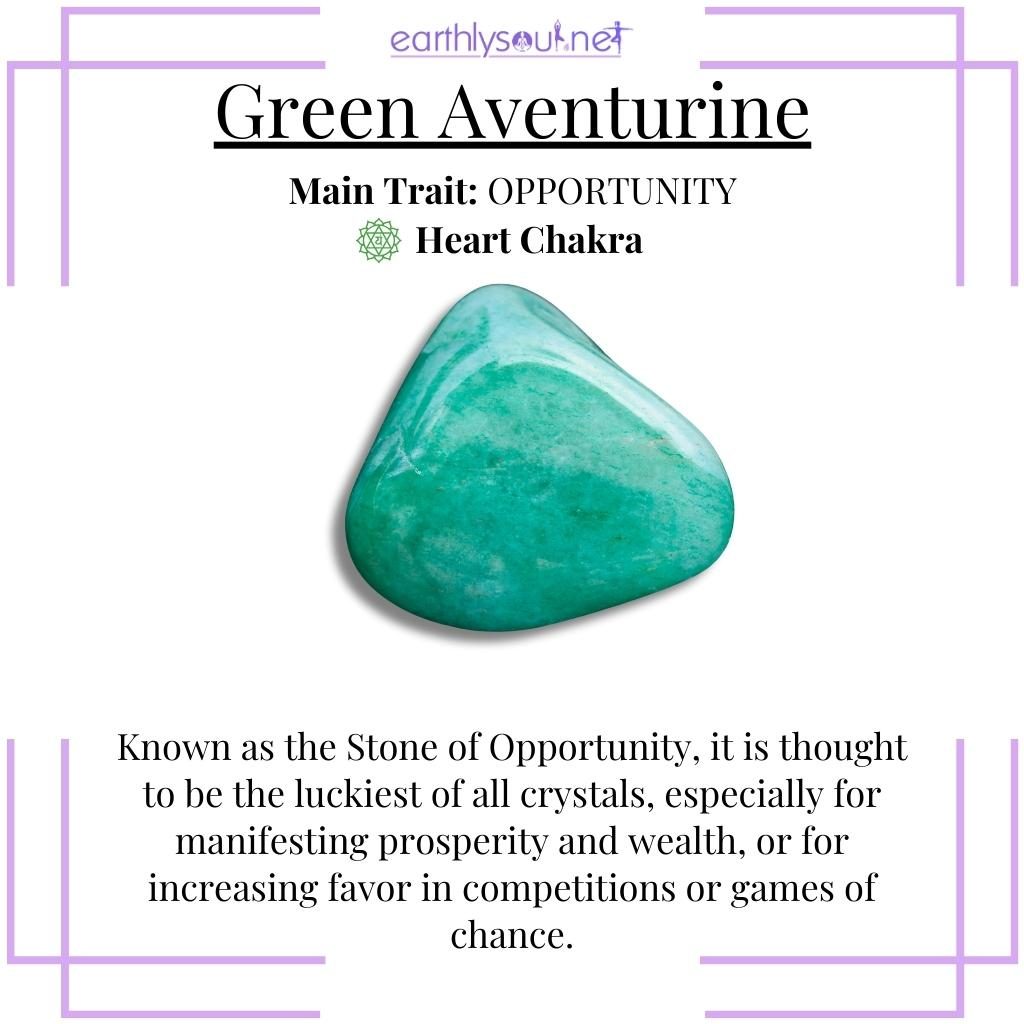 Bright green aventurine, the stone of opportunity and luck