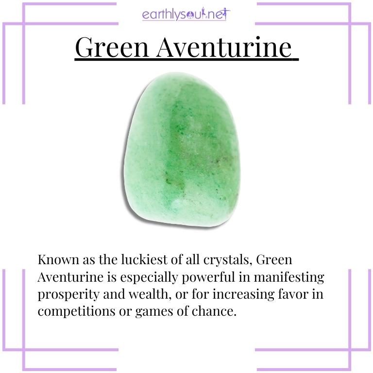 Green aventurine crystal promoting luck and wealth