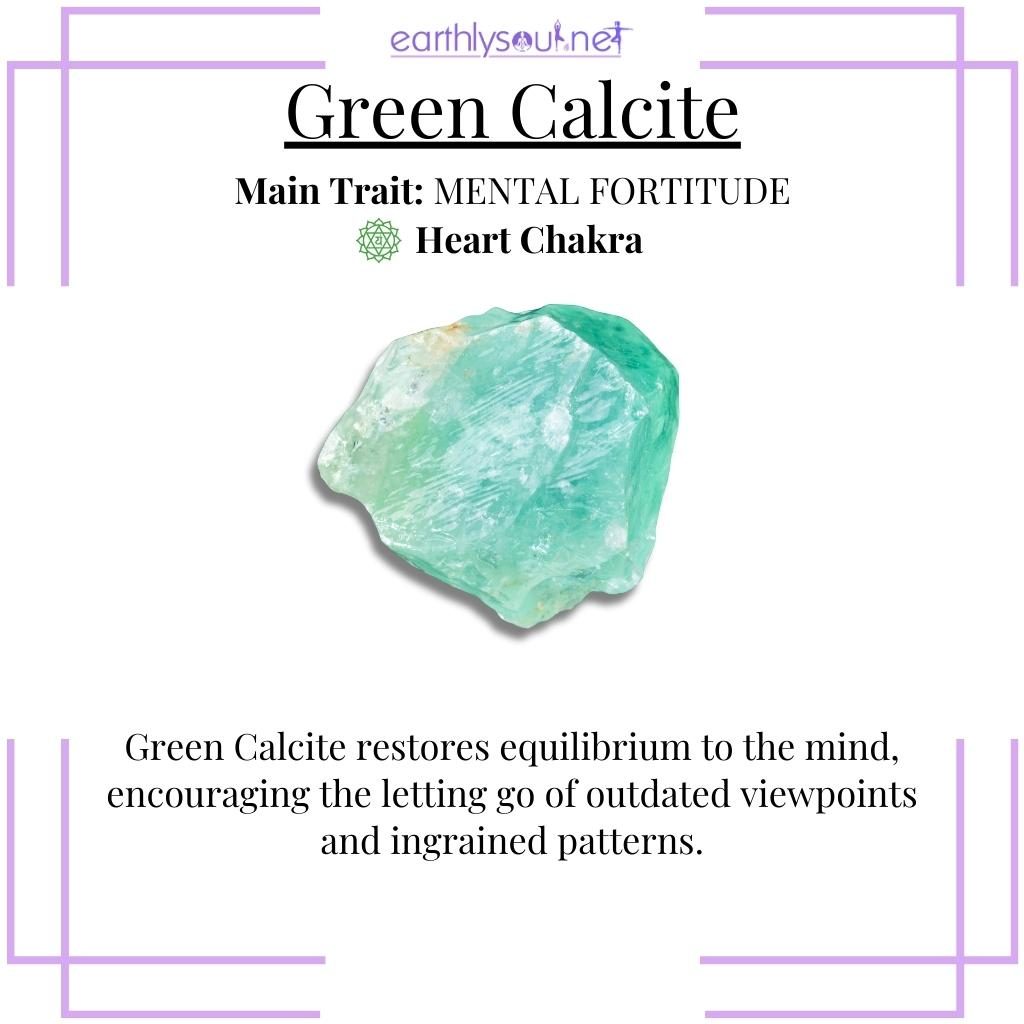 Soft green calcite, rejuvenating the mind and promoting mental balance