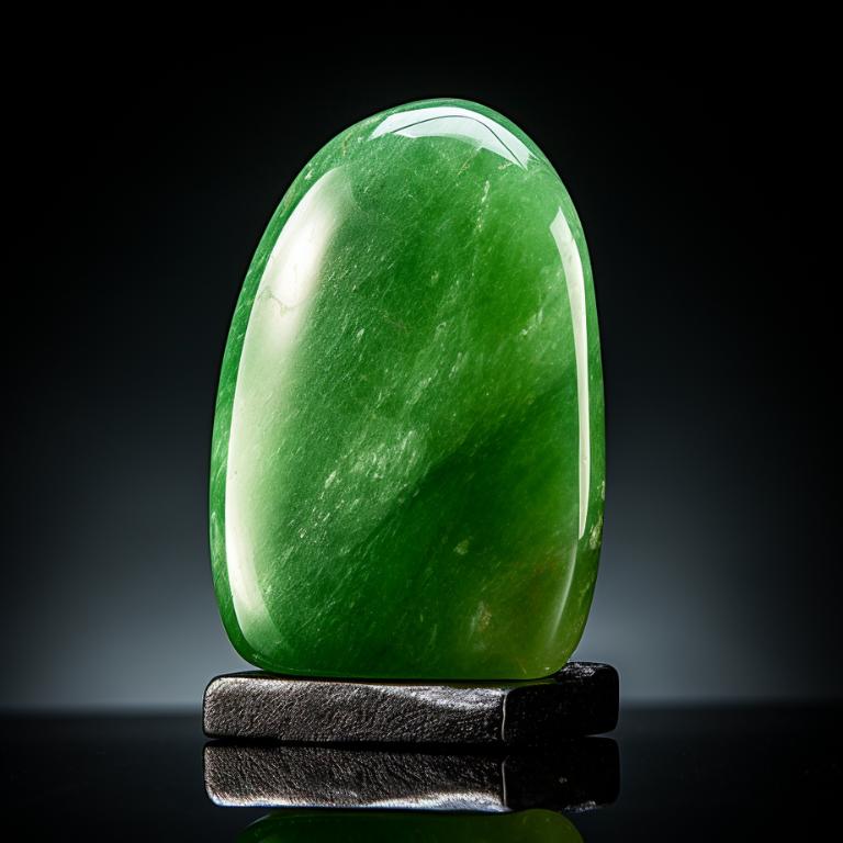 High-resolution product photo of a green jade crystal