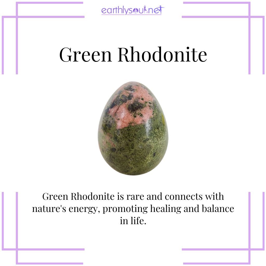 Green rhodonite for healing and balance
