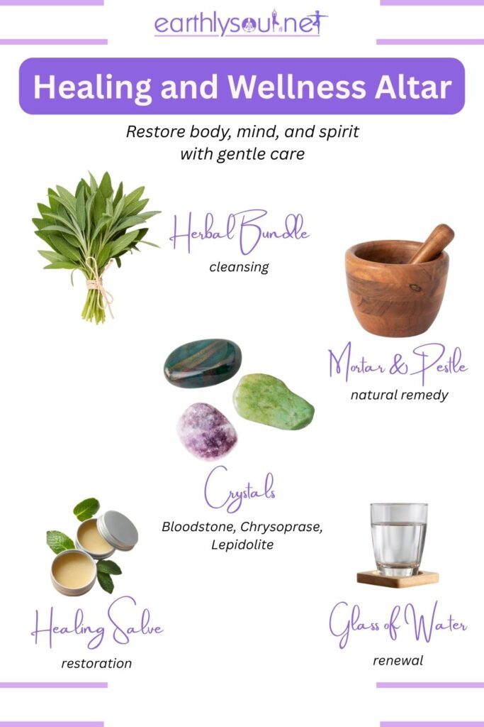 Healing crystal altar for wellness and rejuvenation