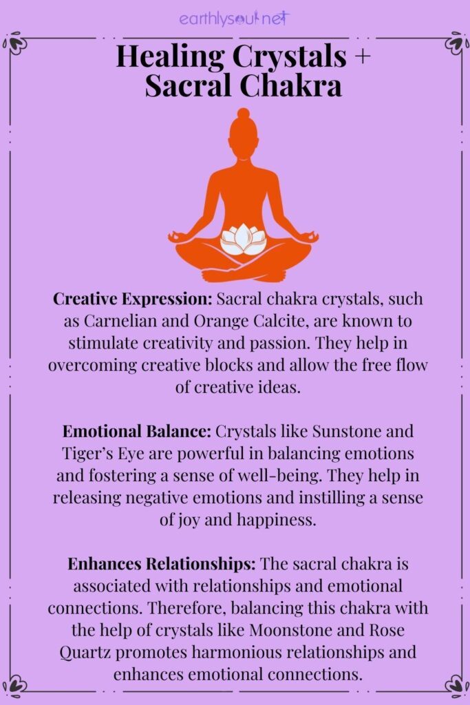 Sacral chakra healing crystals for creativity, emotional balance, and relationships