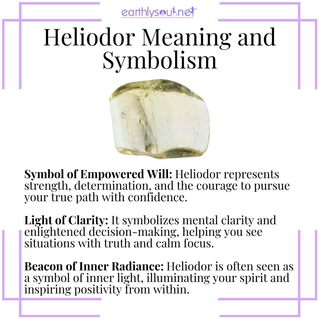 Heliodor meaning and symbolism – a golden crystal symbolizing empowered will, mental clarity, and radiant inner light.