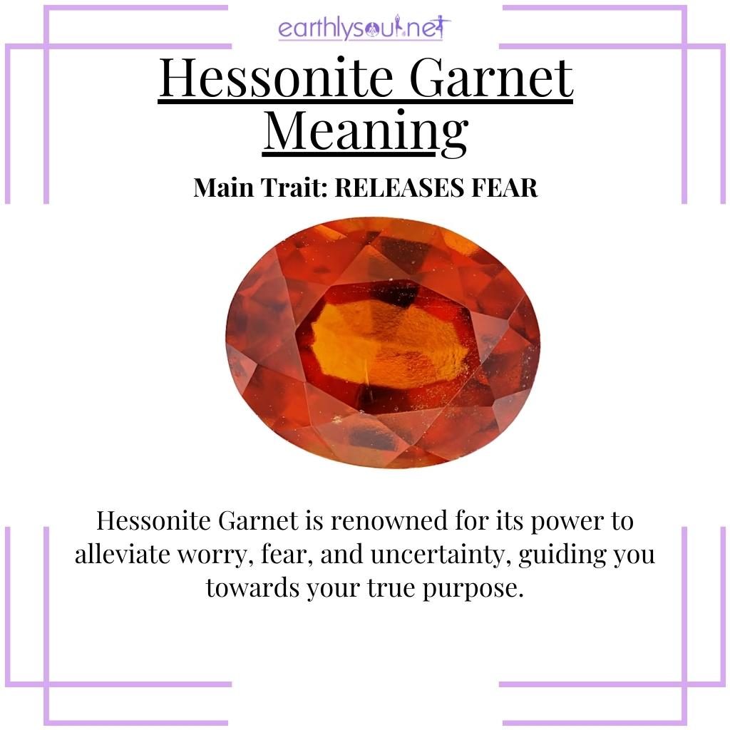 Hessonite garnet banishing fears and uncertainties