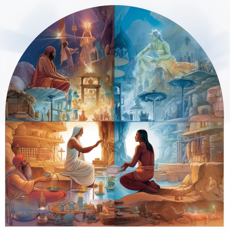 Image depicting the ancient and modern use of crystal therapy