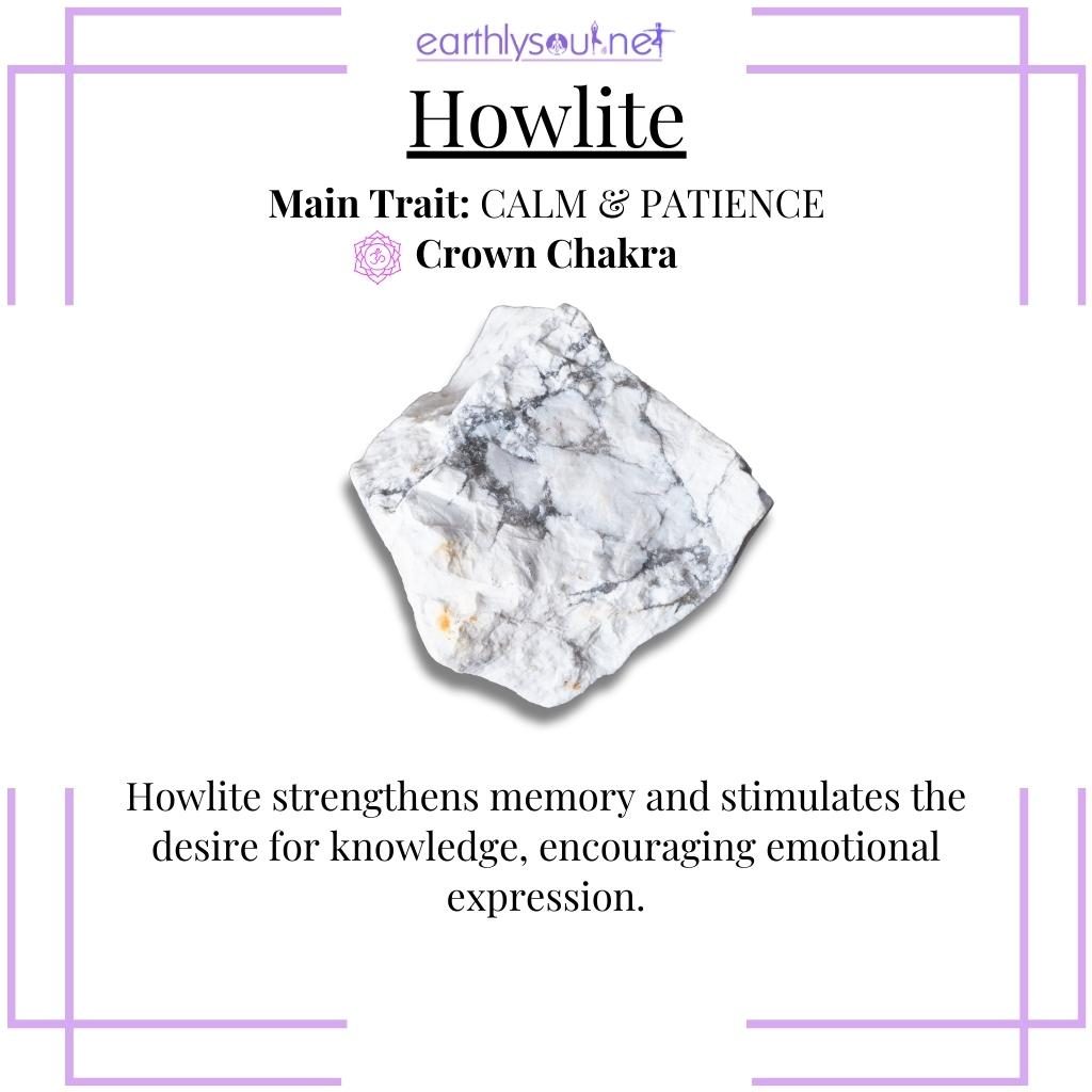Soothing howlite fostering calmness and enhancing knowledge