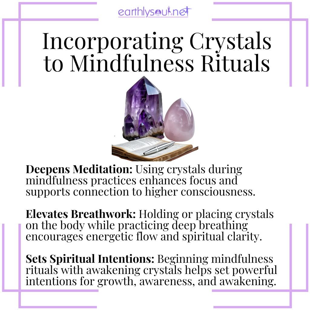 Spiritual awakening crystals used in mindfulness rituals for clarity, focus, and higher connection.