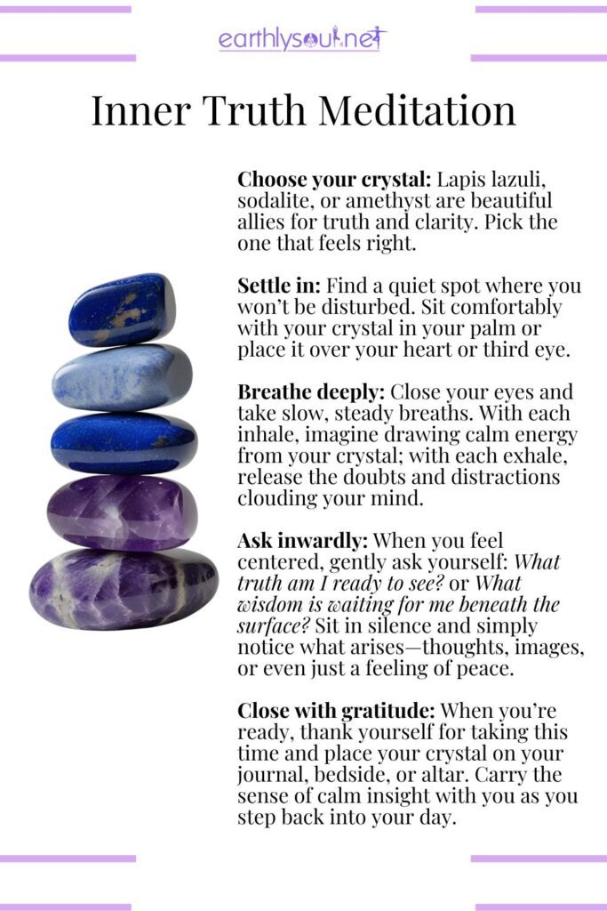 Inner truth meditation with retrograde crystals for clarity, intuition, and deeper self-awareness.