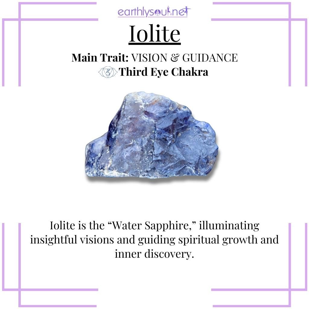 Shimmering iolite crystal for spiritual vision and inner guidance